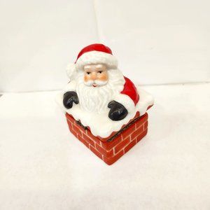 Santa Claus in the Chimney porcelain box Christmas